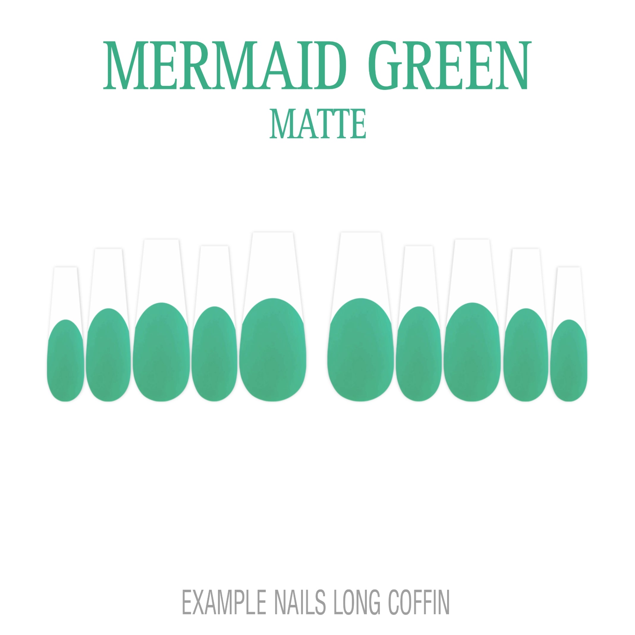 Mermaid Green ocean green French tip press-on nails