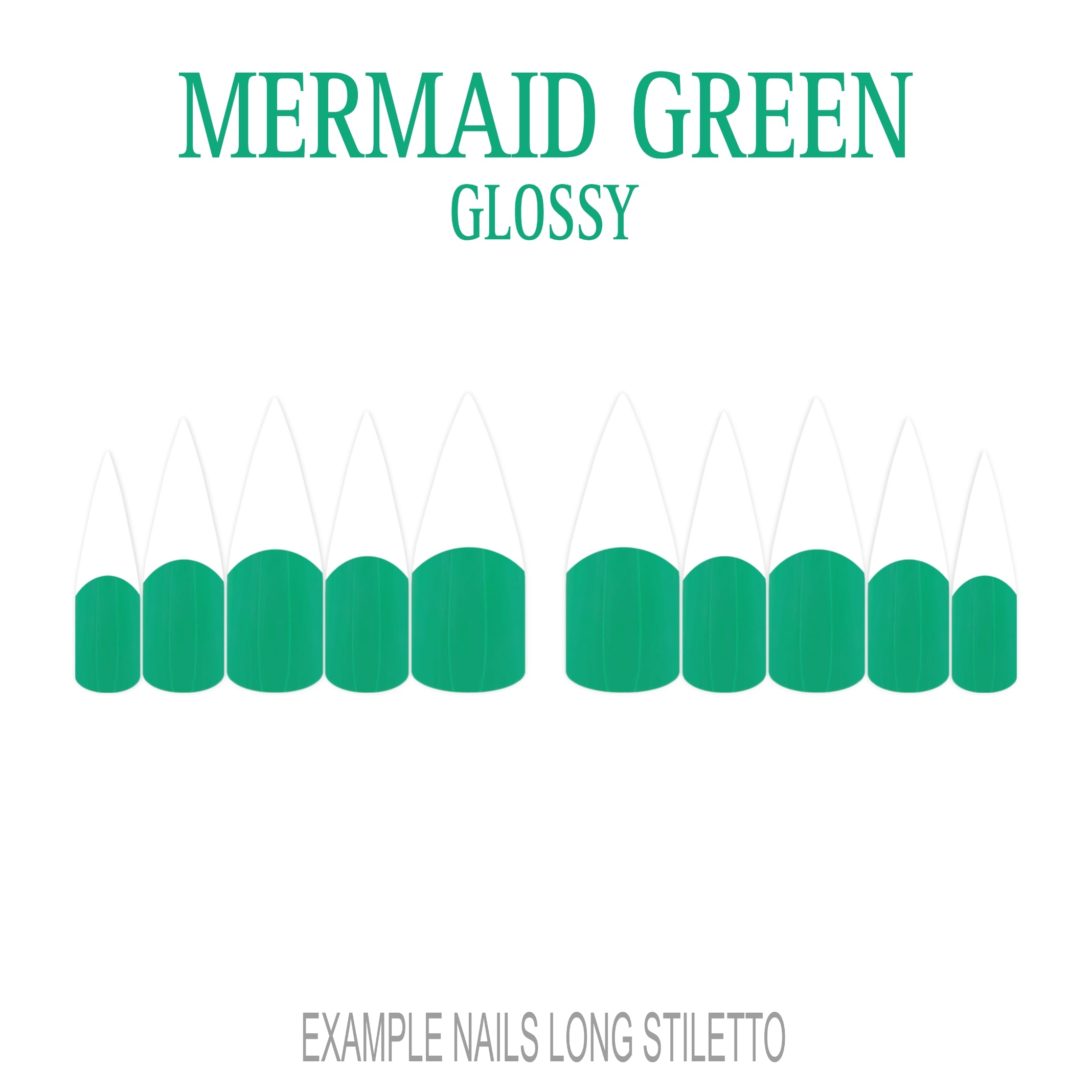 Mermaid Green ocean green French tip press-on nails