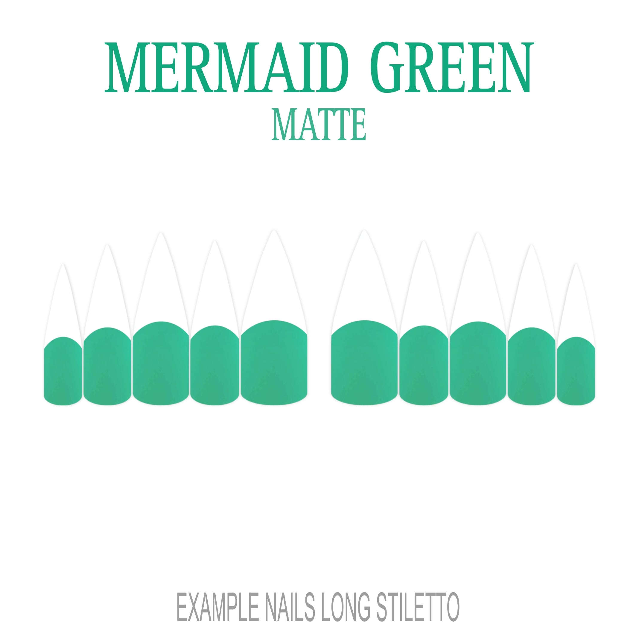 Mermaid Green ocean green French tip press-on nails