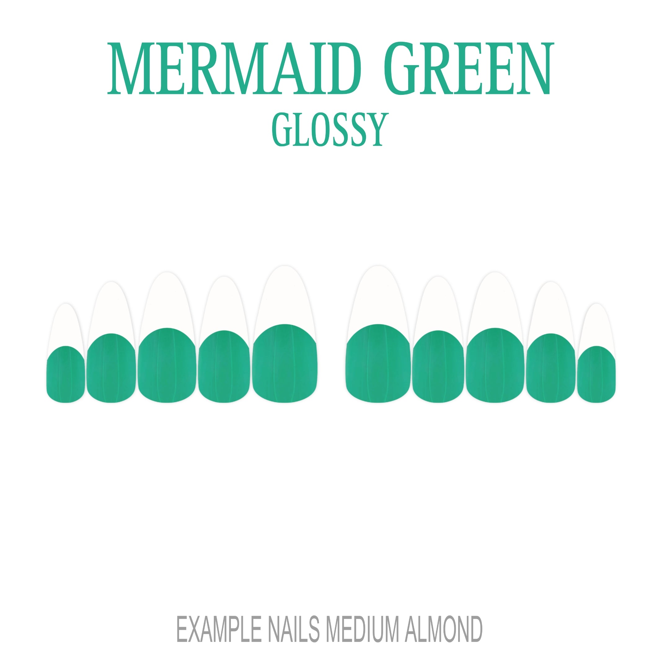 Mermaid Green ocean green French tip press-on nails