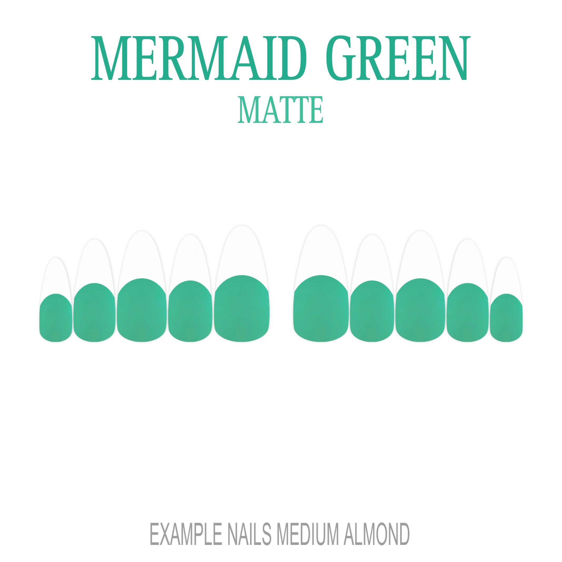 Mermaid Green ocean green French tip press-on nails