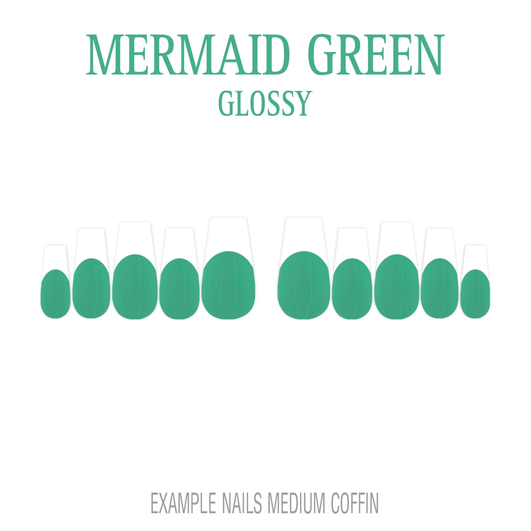 Mermaid Green ocean green French tip press-on nails