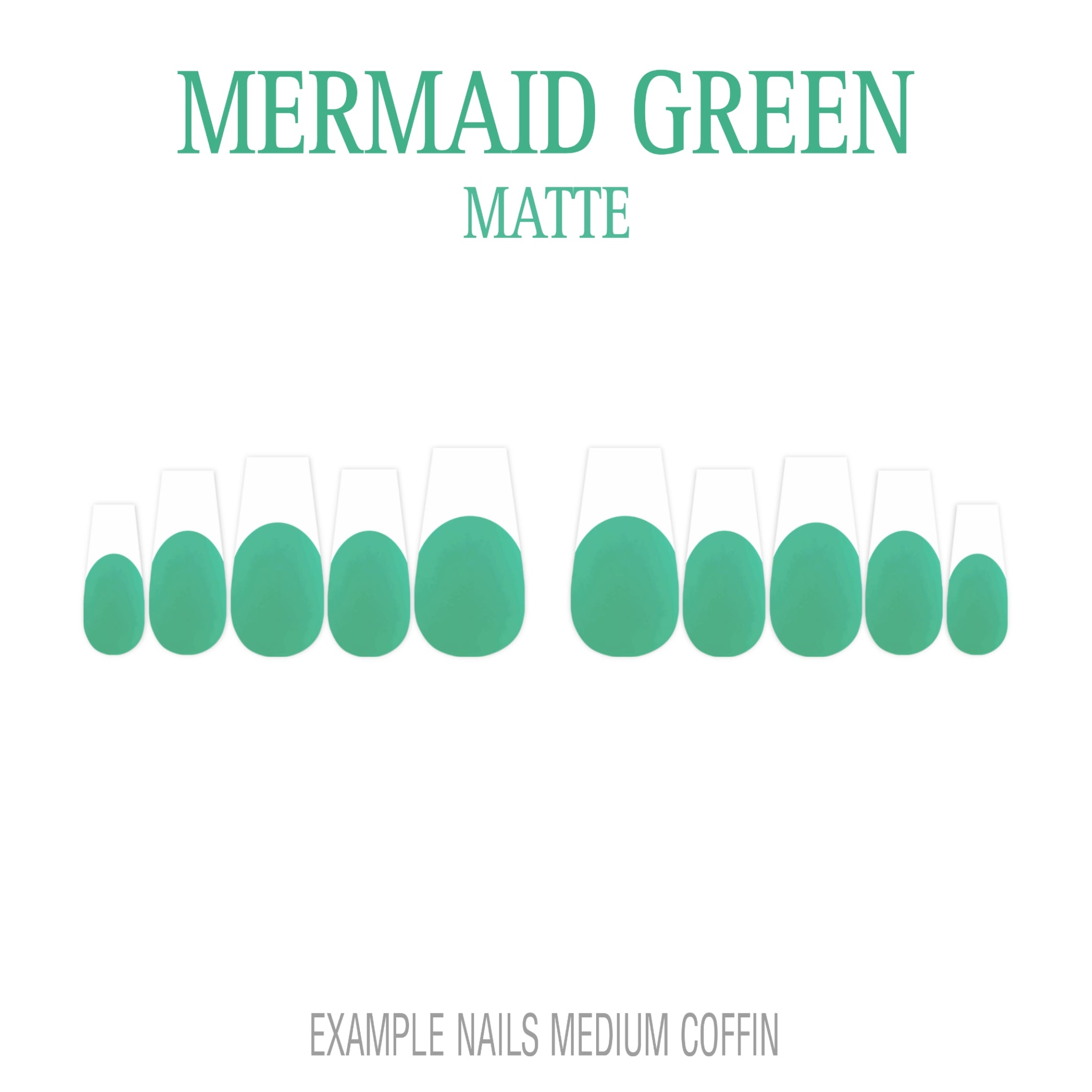 Mermaid Green ocean green French tip press-on nails