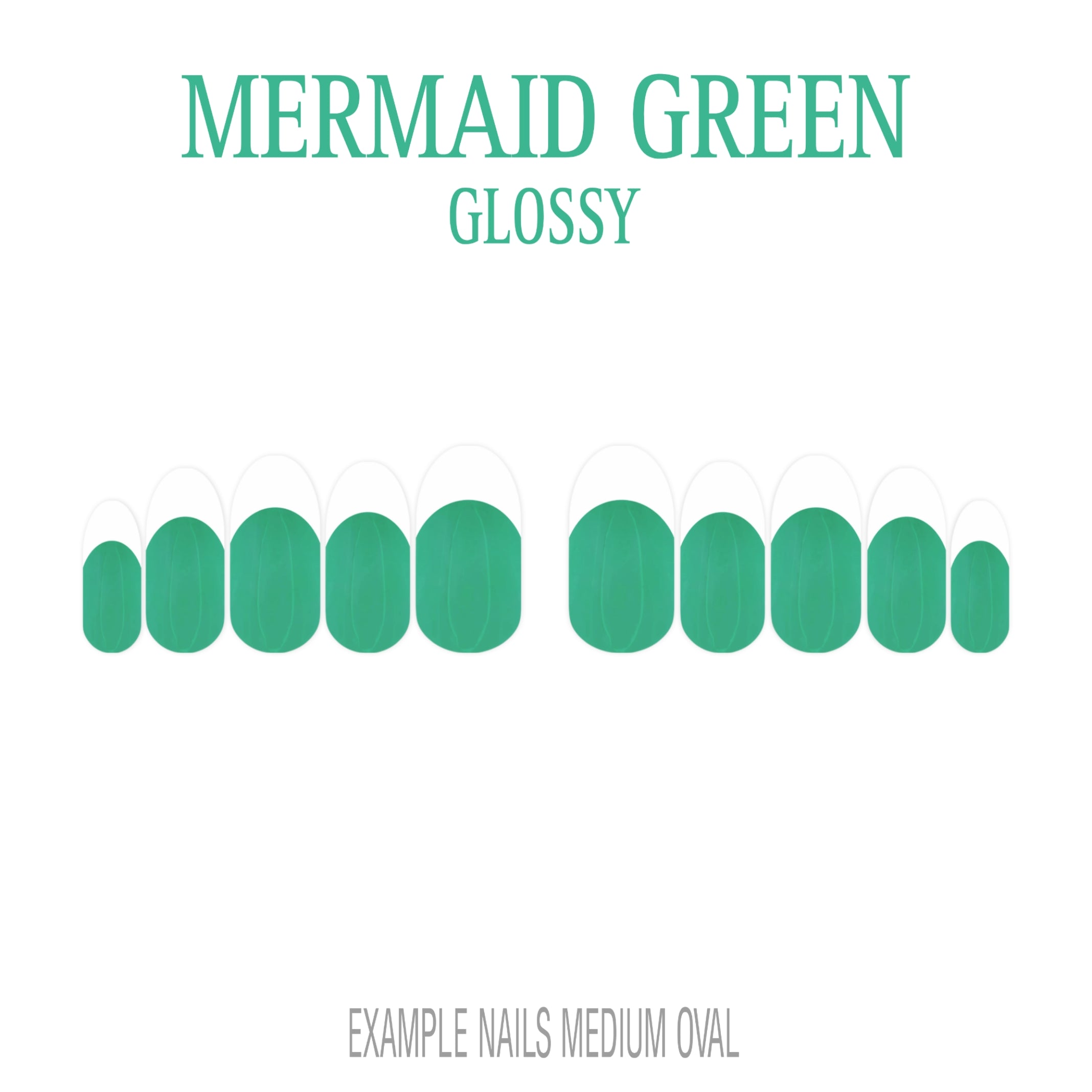 Mermaid Green ocean green French tip press-on nails