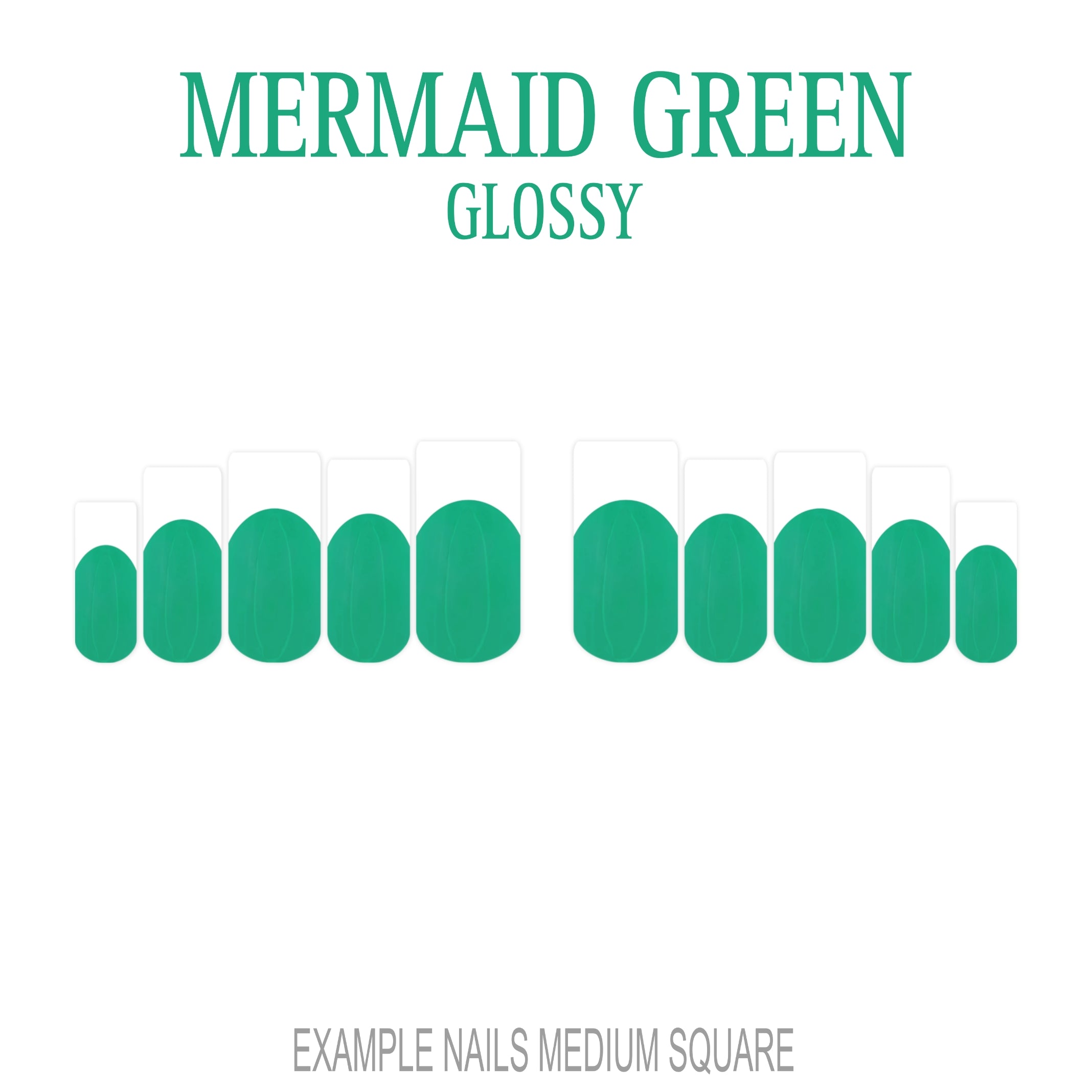 Mermaid Green ocean green French tip press-on nails