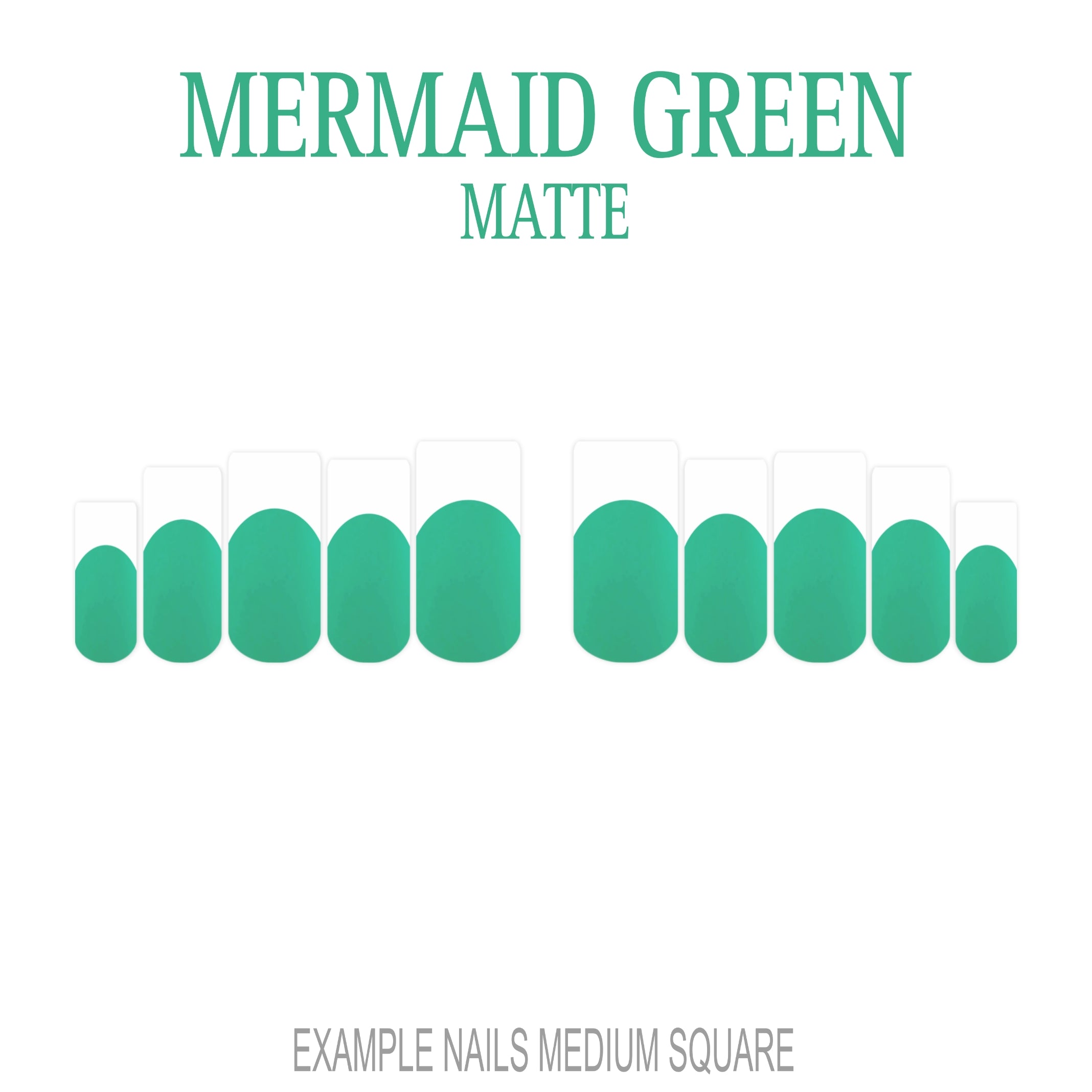 Mermaid Green ocean green French tip press-on nails