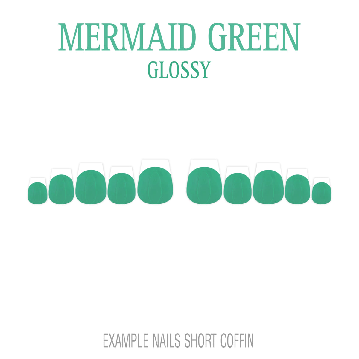 Mermaid Green ocean green French tip press-on nails