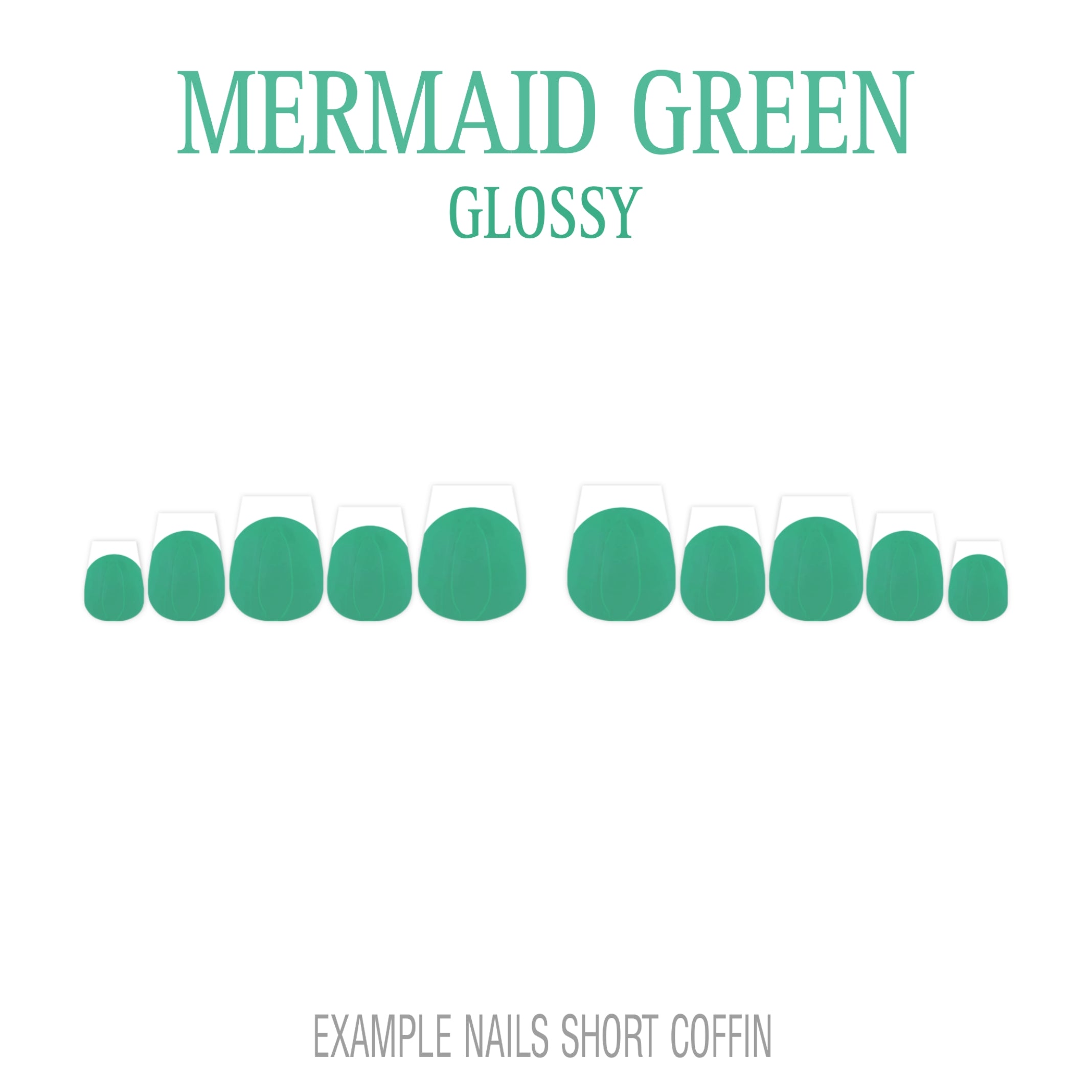 Mermaid Green ocean green French tip press-on nails