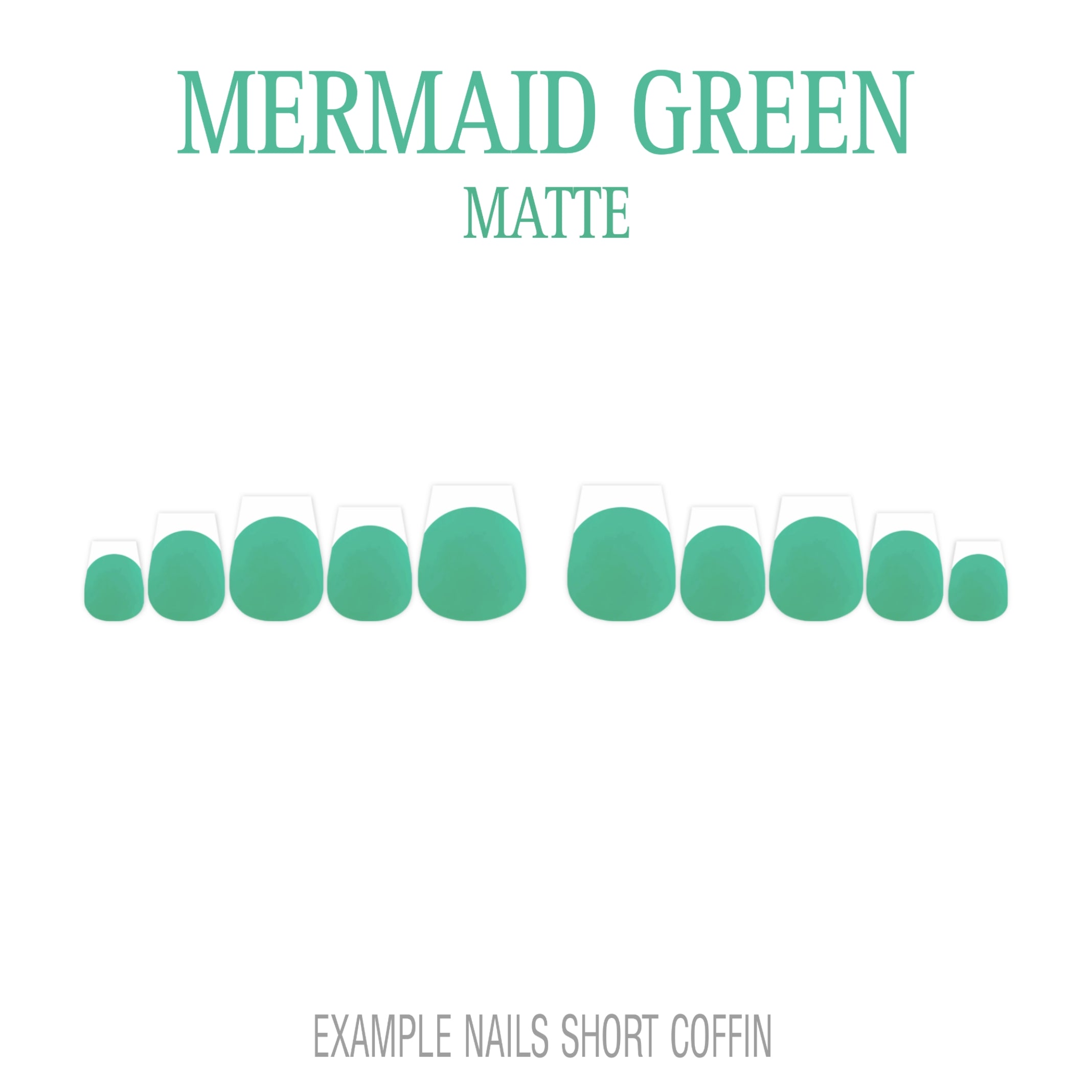 Mermaid Green ocean green French tip press-on nails