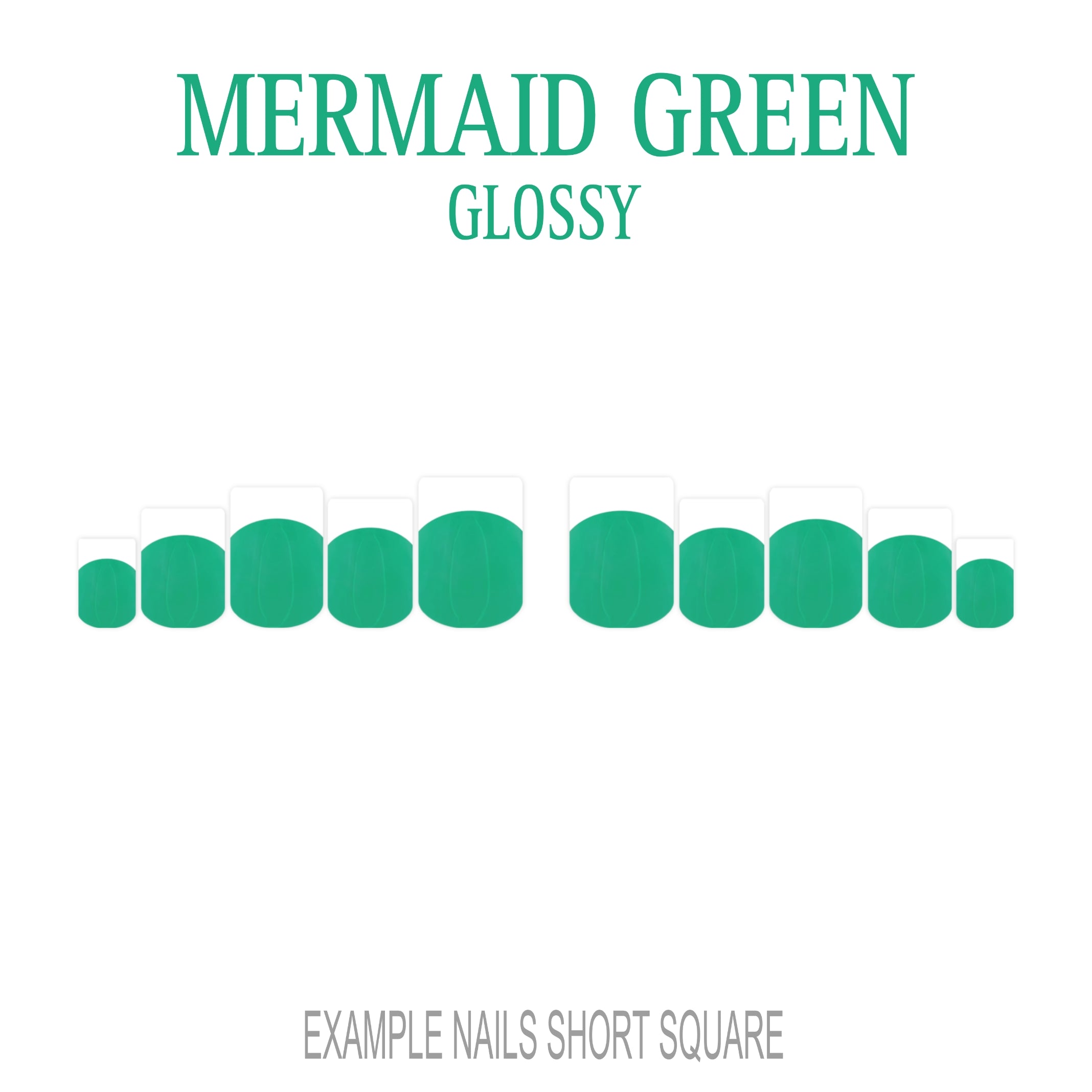 Mermaid Green ocean green French tip press-on nails