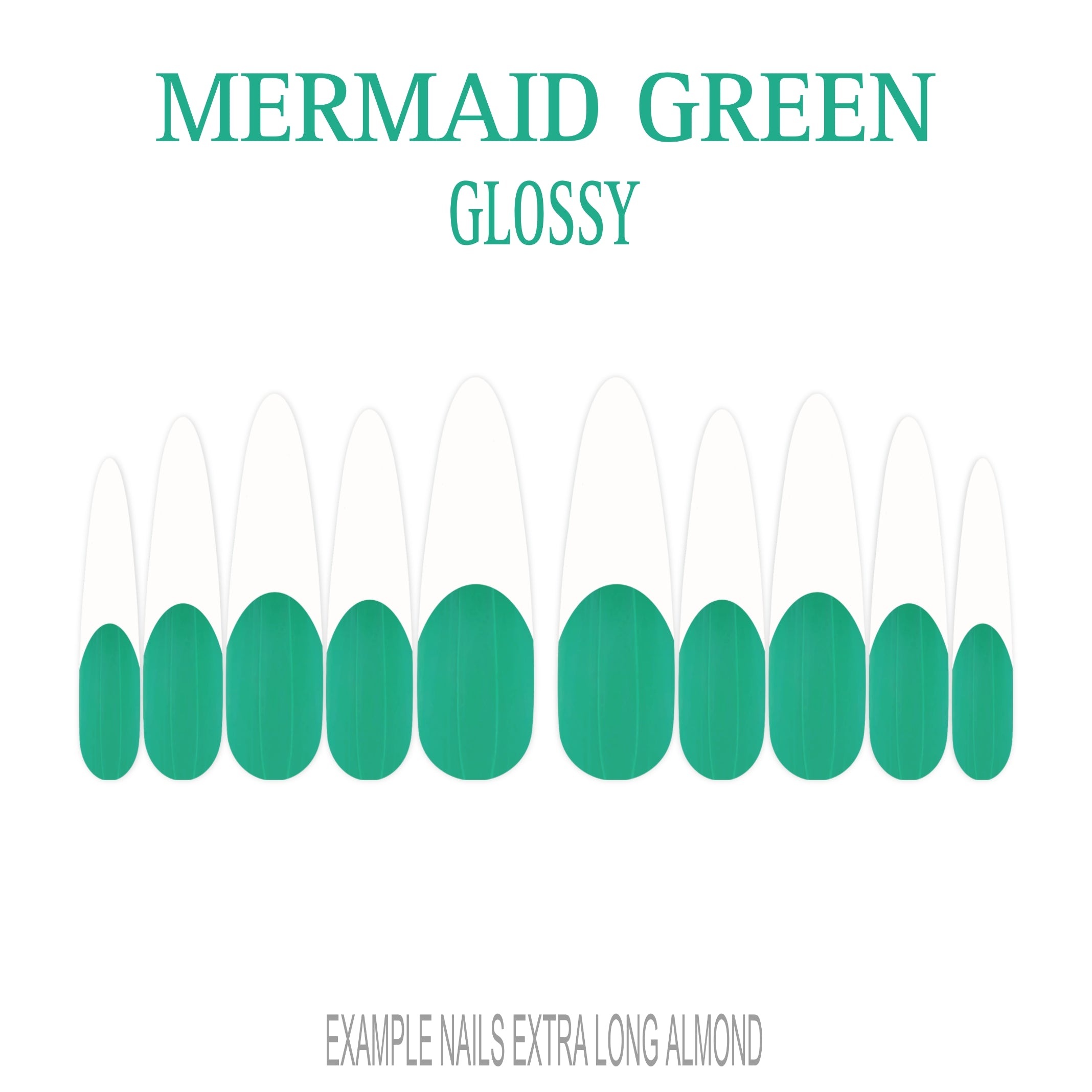 Mermaid Green ocean green French tip press-on nails