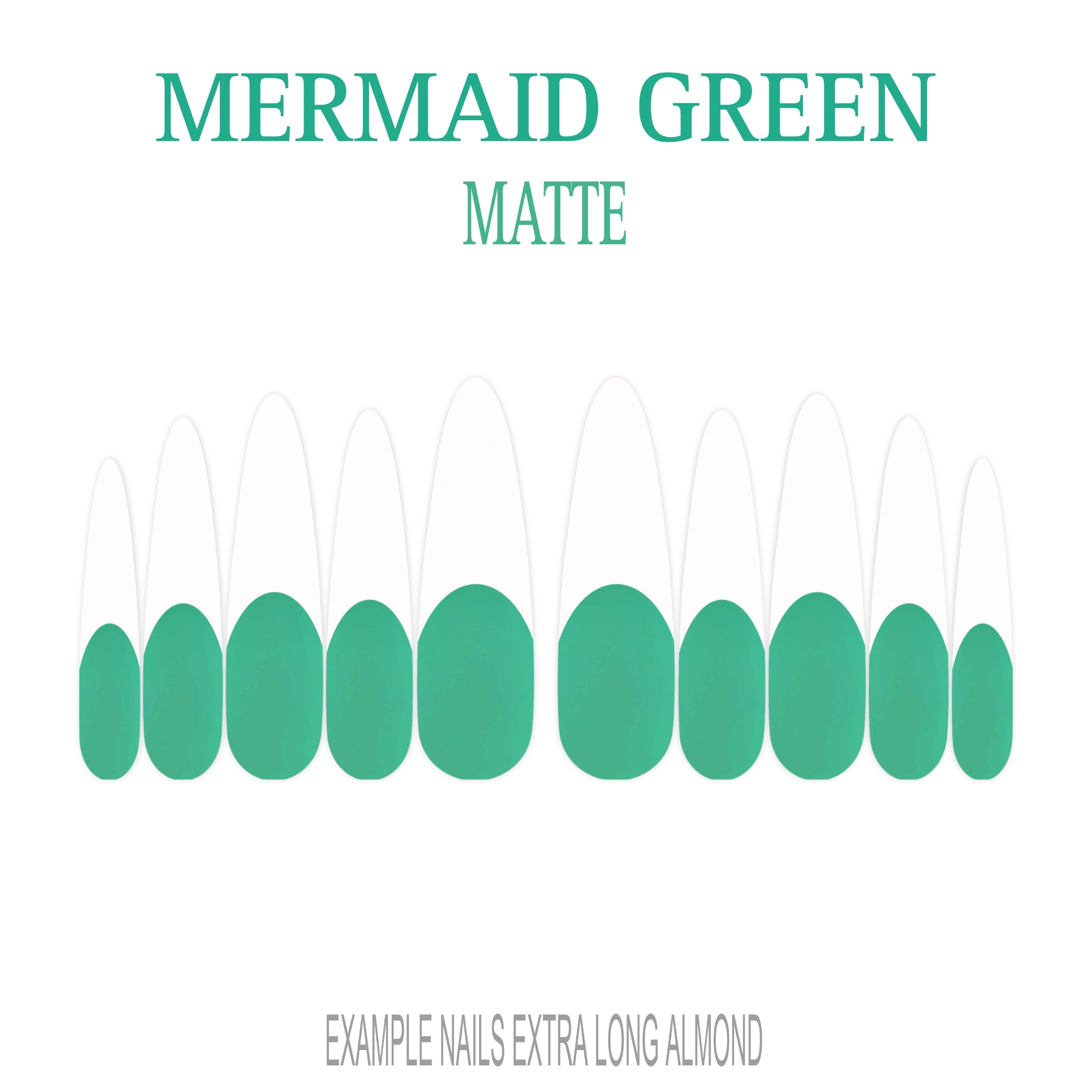 Mermaid Green ocean green French tip press-on nails