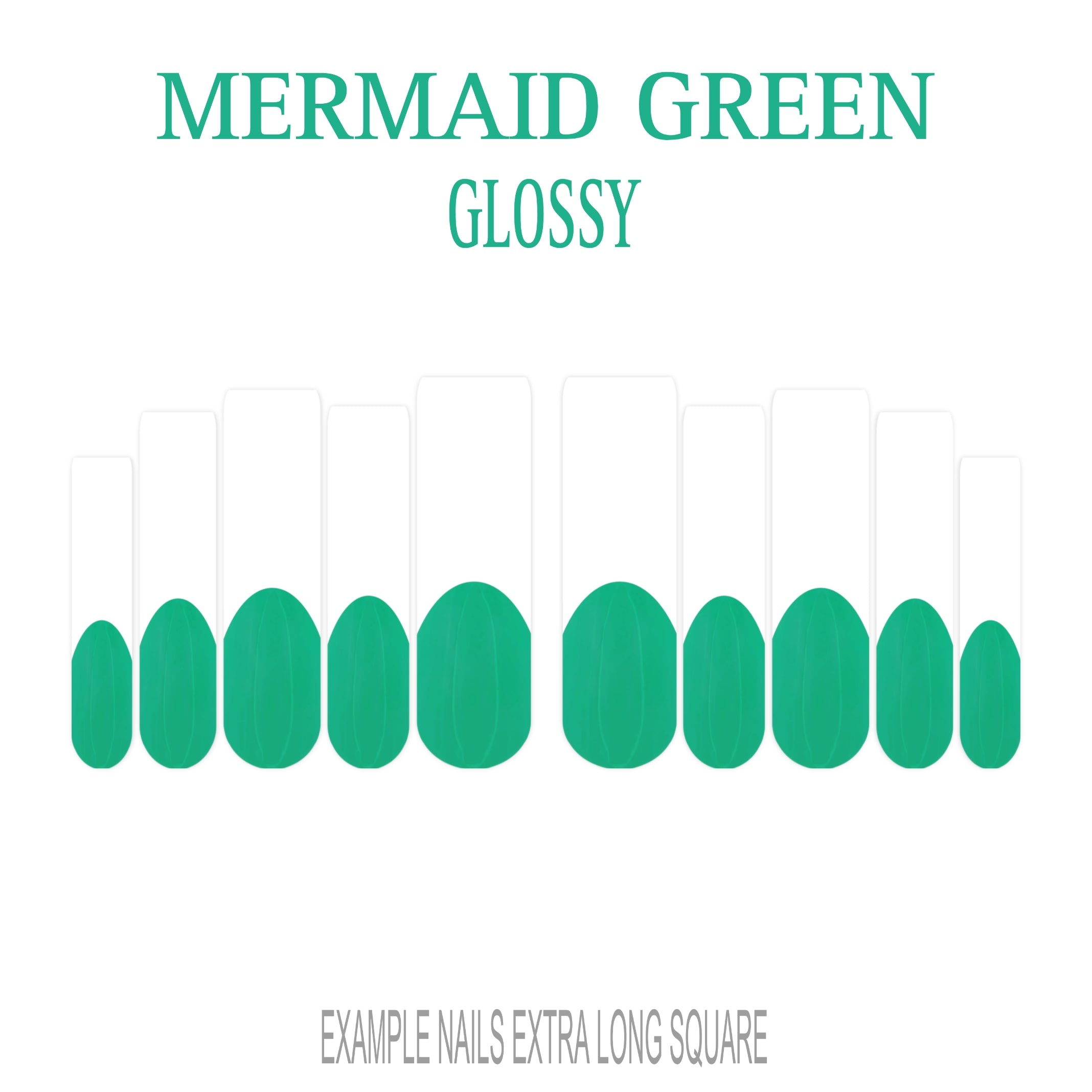 Mermaid Green ocean green French tip press-on nails