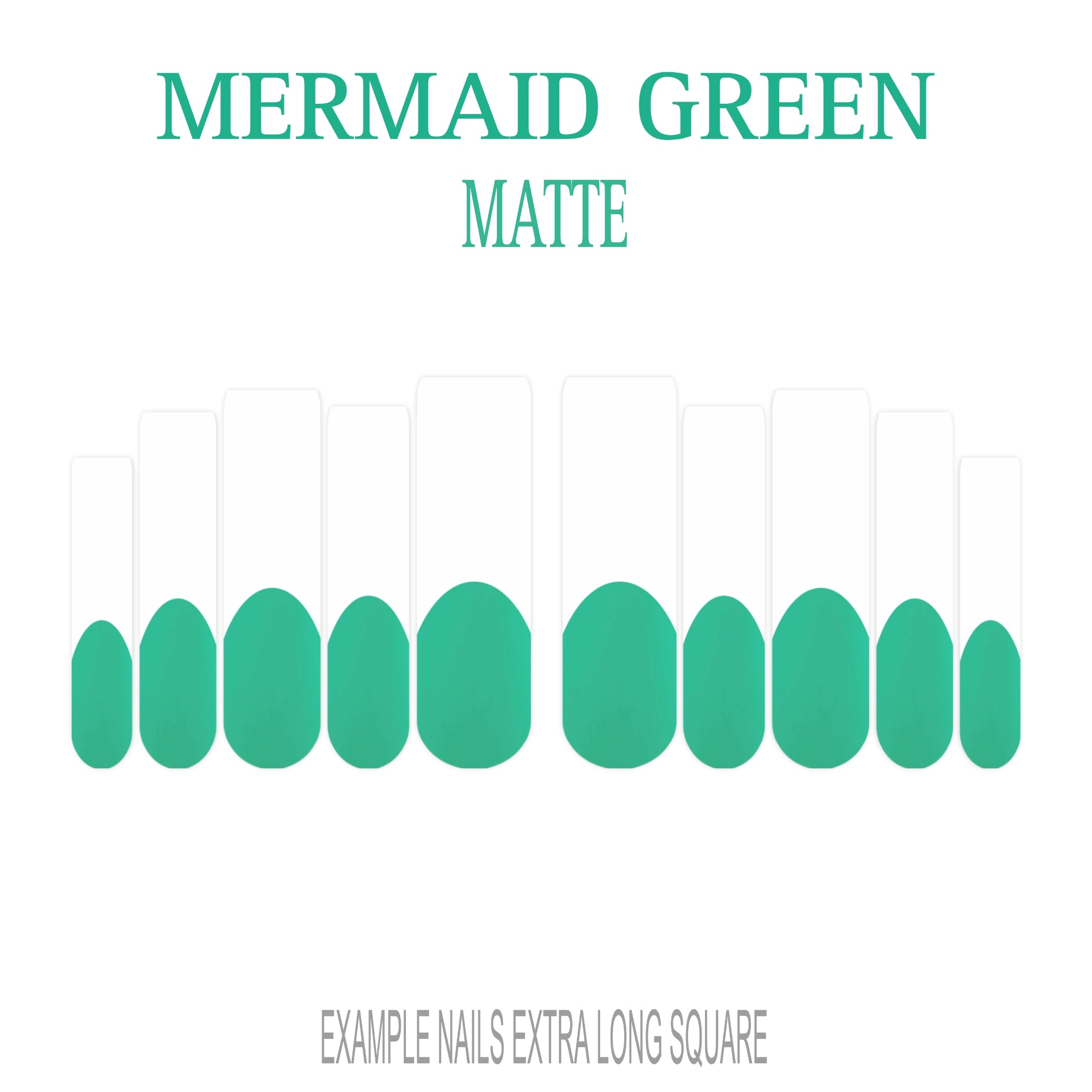 Mermaid Green ocean green French tip press-on nails