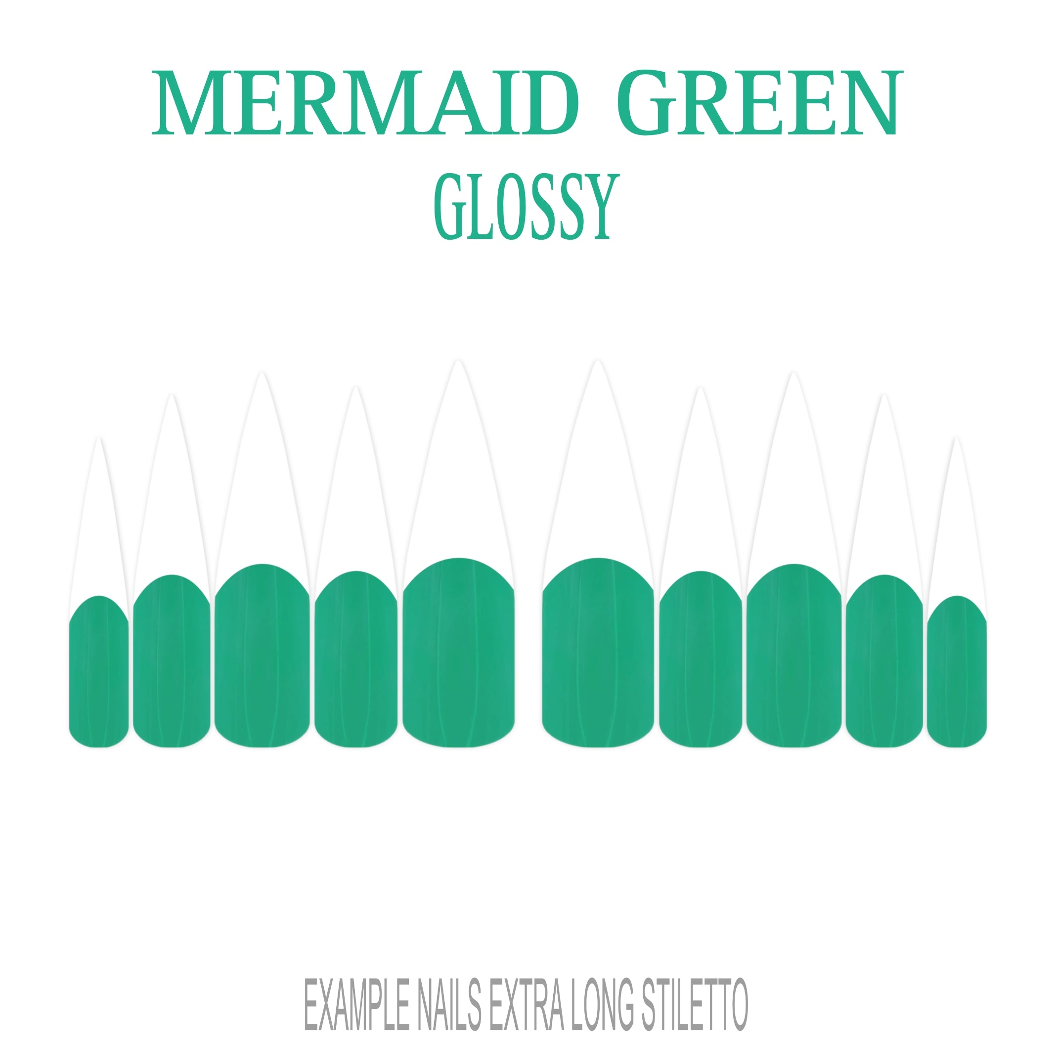 Mermaid Green ocean green French tip press-on nails