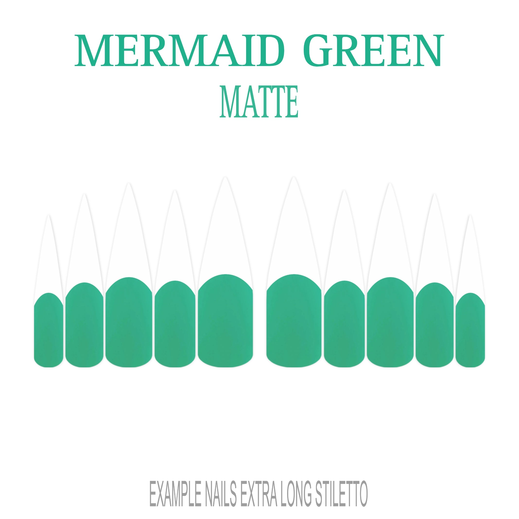 Mermaid Green ocean green French tip press-on nails