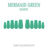 Mermaid Green ocean green press-on nails