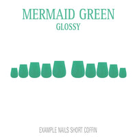 Mermaid Green ocean green press-on nails