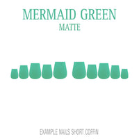 Mermaid Green ocean green press-on nails