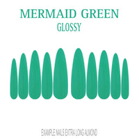 Mermaid Green ocean green press-on nails
