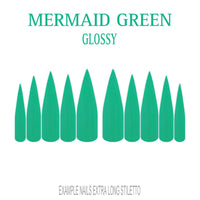 Mermaid Green ocean green press-on nails