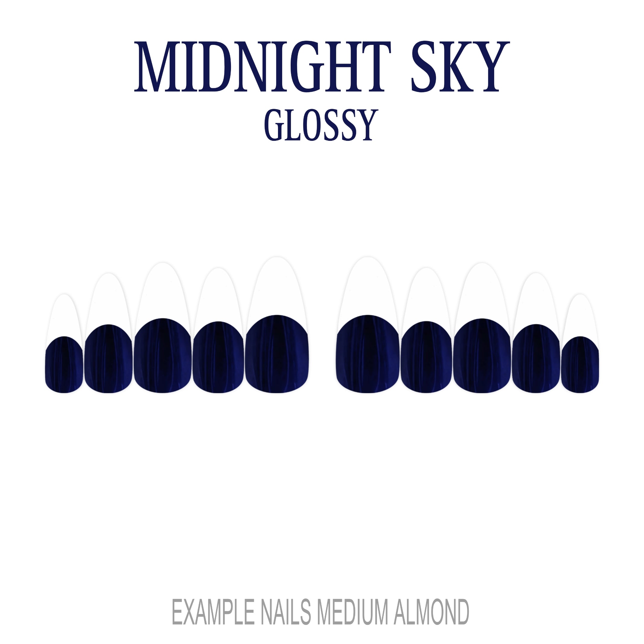 Midnight Sky navy blue French tip nails
