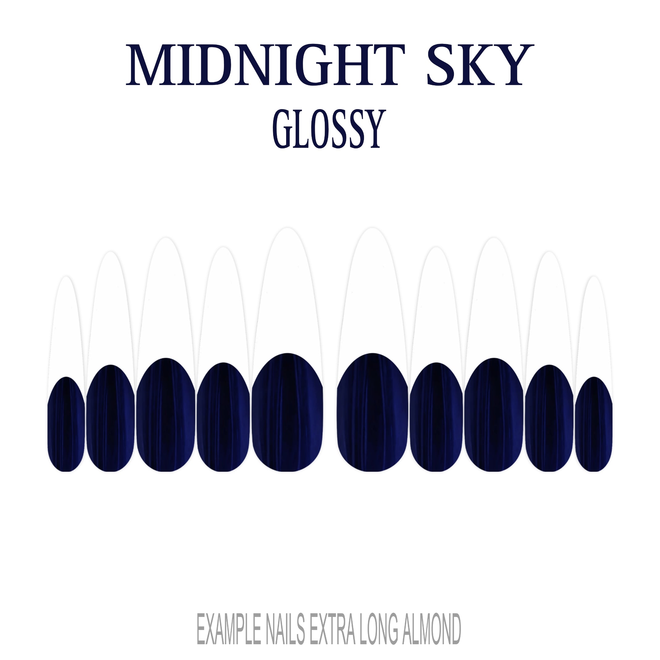 Midnight Sky navy blue French tip nails