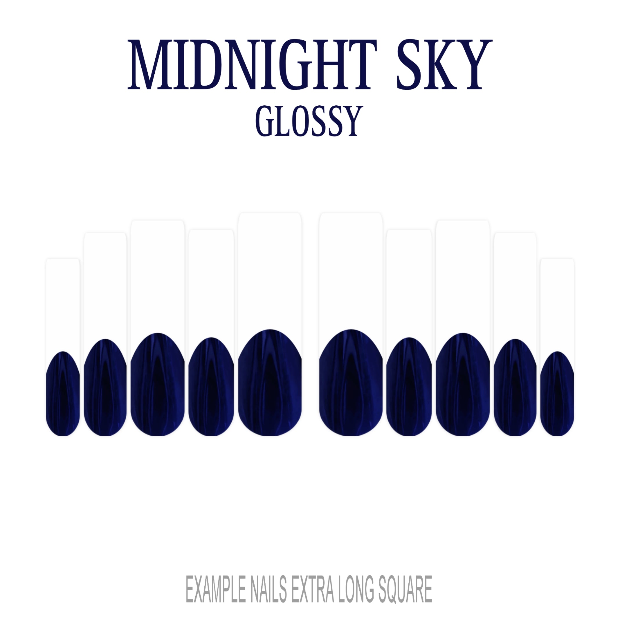 Midnight Sky navy blue French tip nails