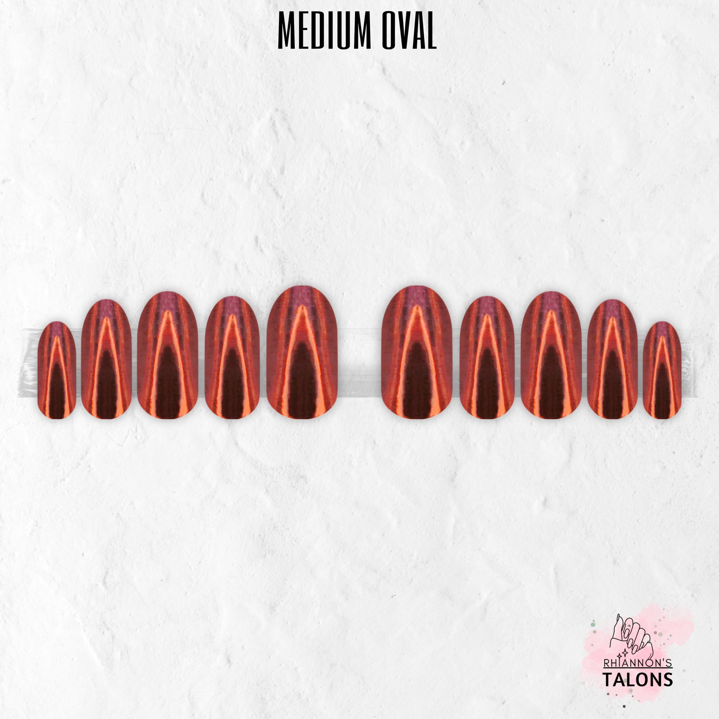 Molten Sunset orange gold chrome press-on nails