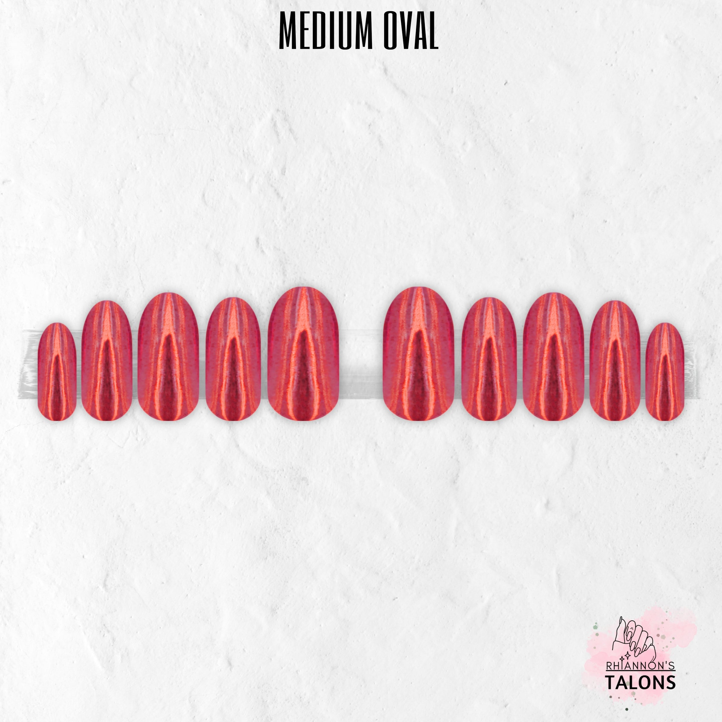 Molten Sunset orange gold chrome press-on nails