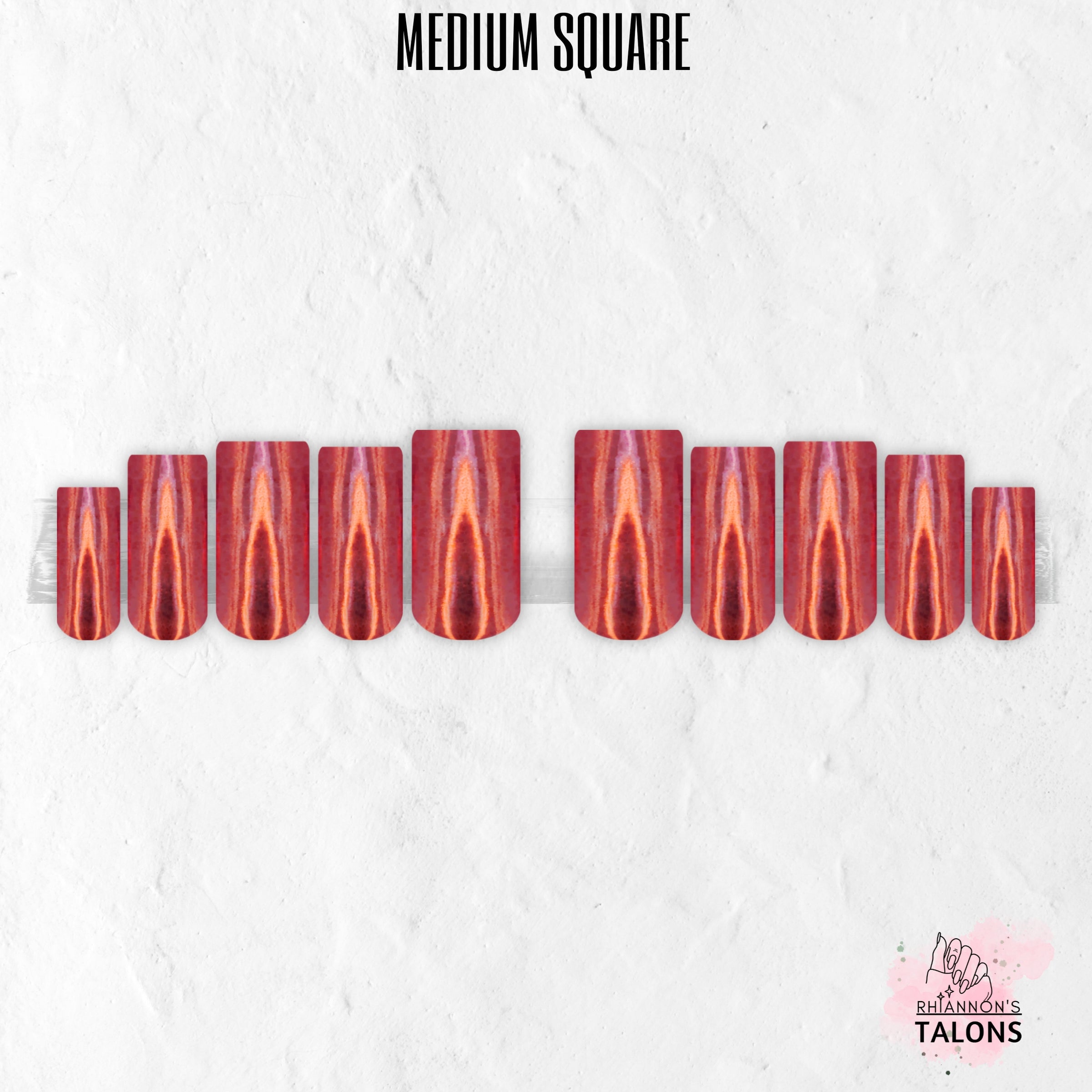 Molten Sunset orange gold chrome press-on nails