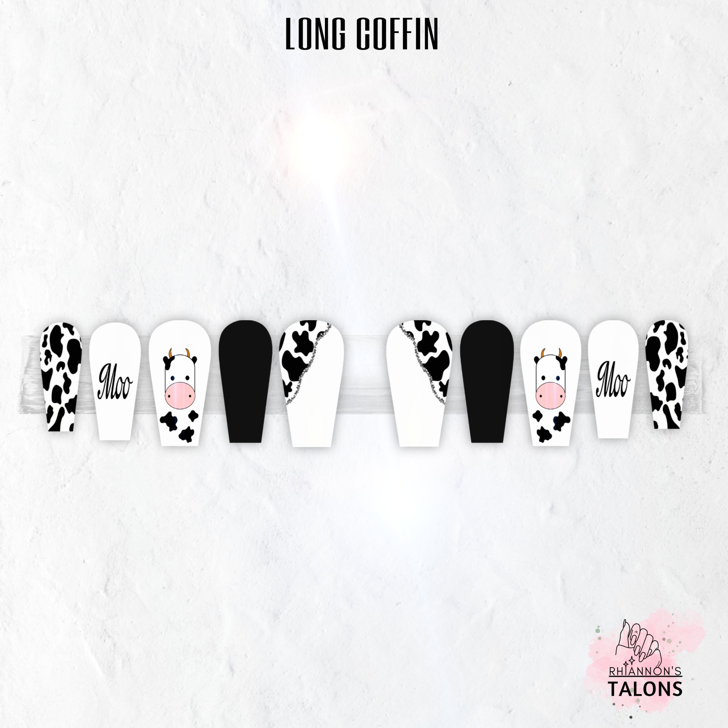 Moo-tiful black white cow print press-on nails