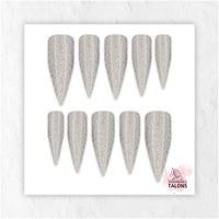 Moondust silver shimmer press-on nails