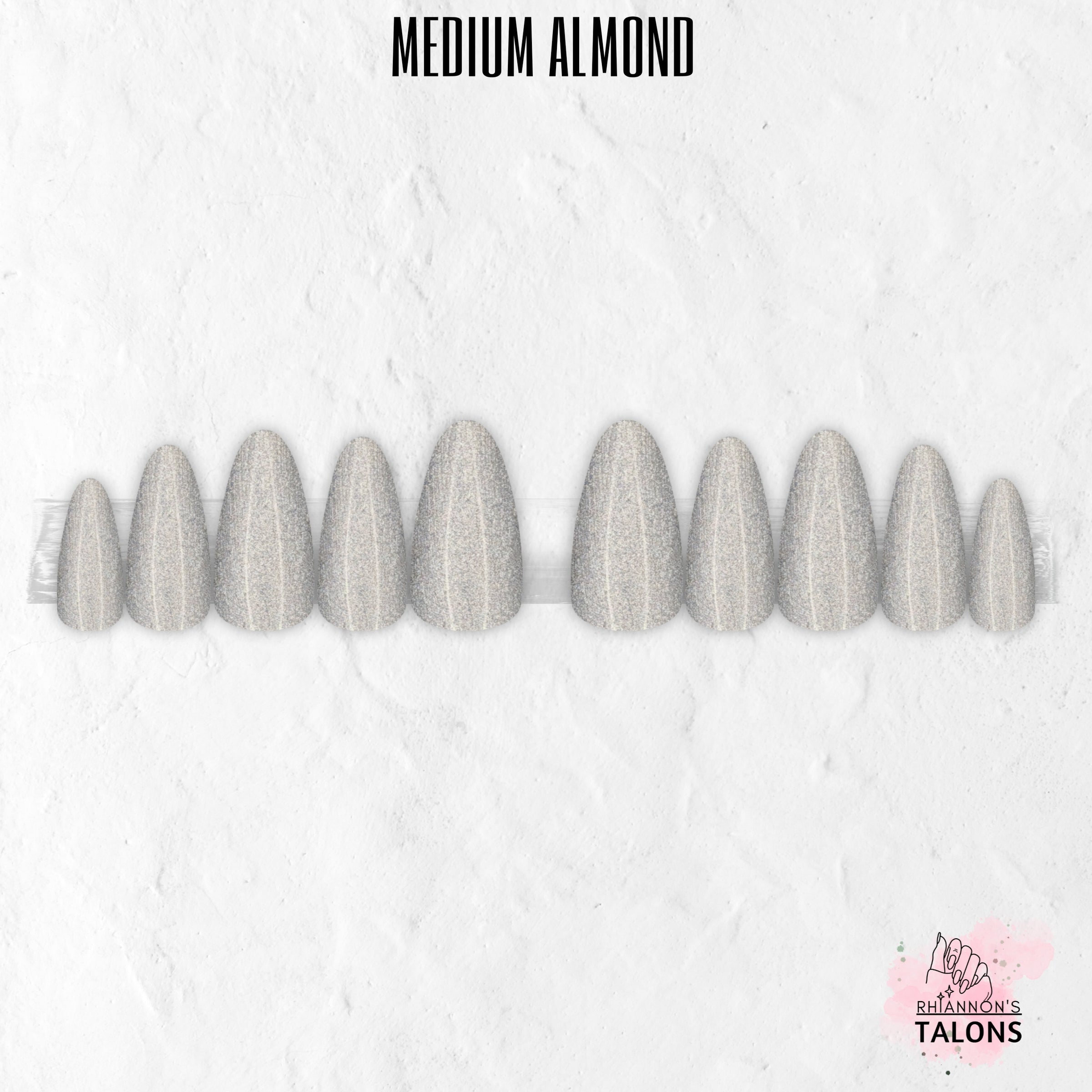 Moondust silver shimmer press-on nails