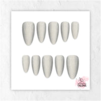 Moondust silver shimmer press-on nails