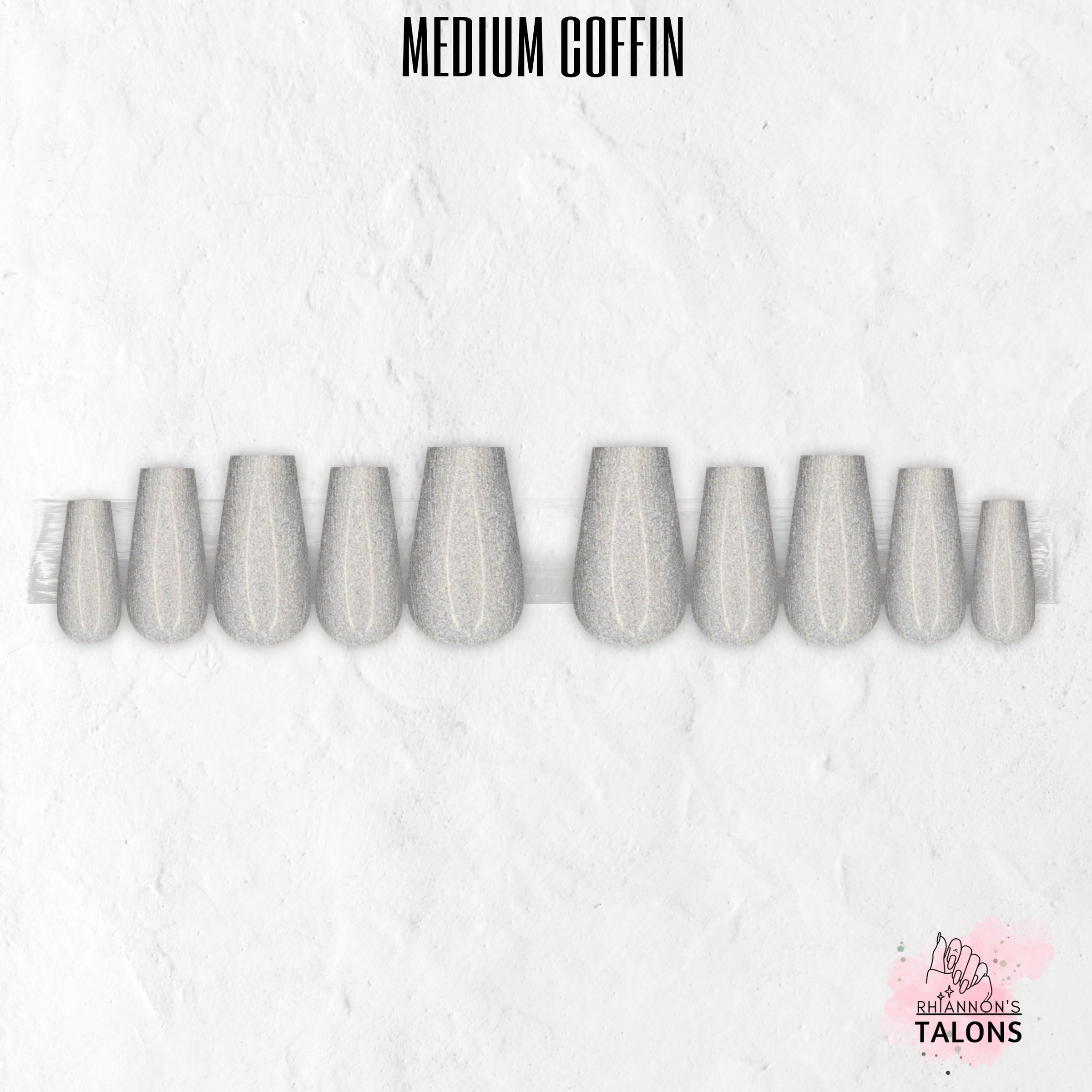 Moondust silver shimmer press-on nails