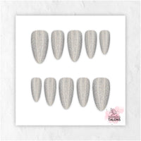 Moondust silver shimmer press-on nails