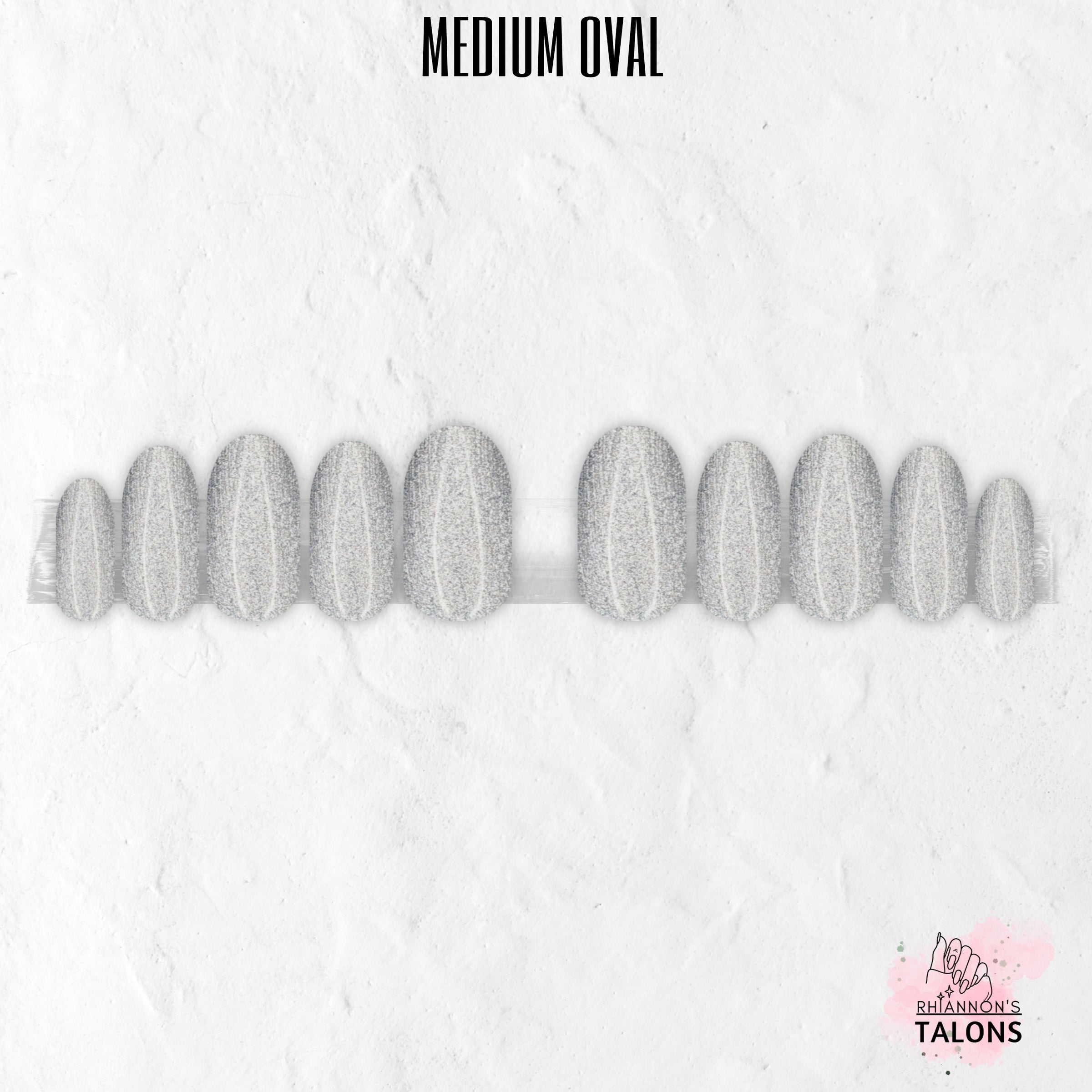 Moondust silver shimmer press-on nails
