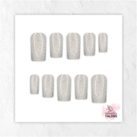 Moondust silver shimmer press-on nails
