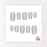 Moondust silver shimmer press-on nails