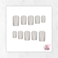 Moondust silver shimmer press-on nails