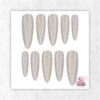 Moondust silver shimmer press-on nails