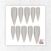Moondust silver shimmer press-on nails