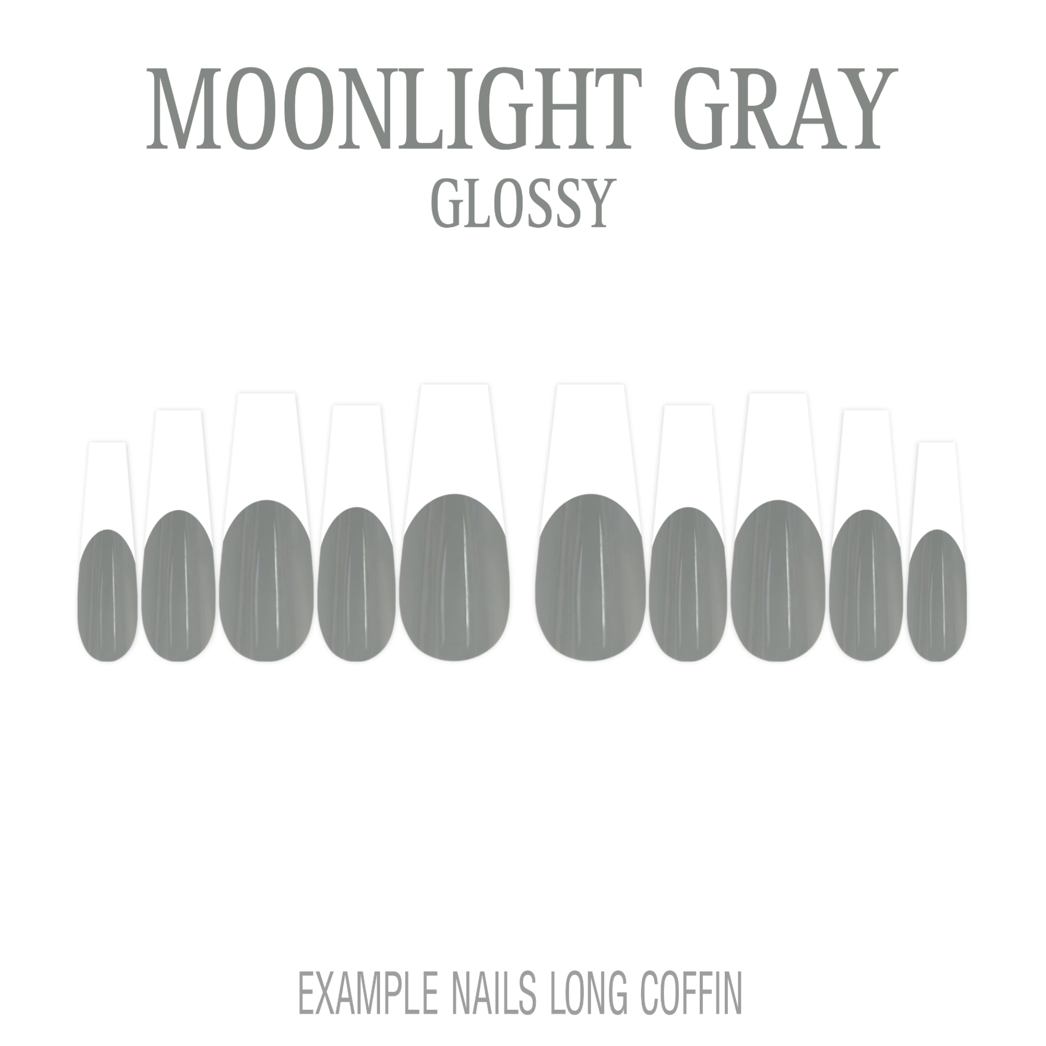 Moonlight Gray grey French tip press-on nails