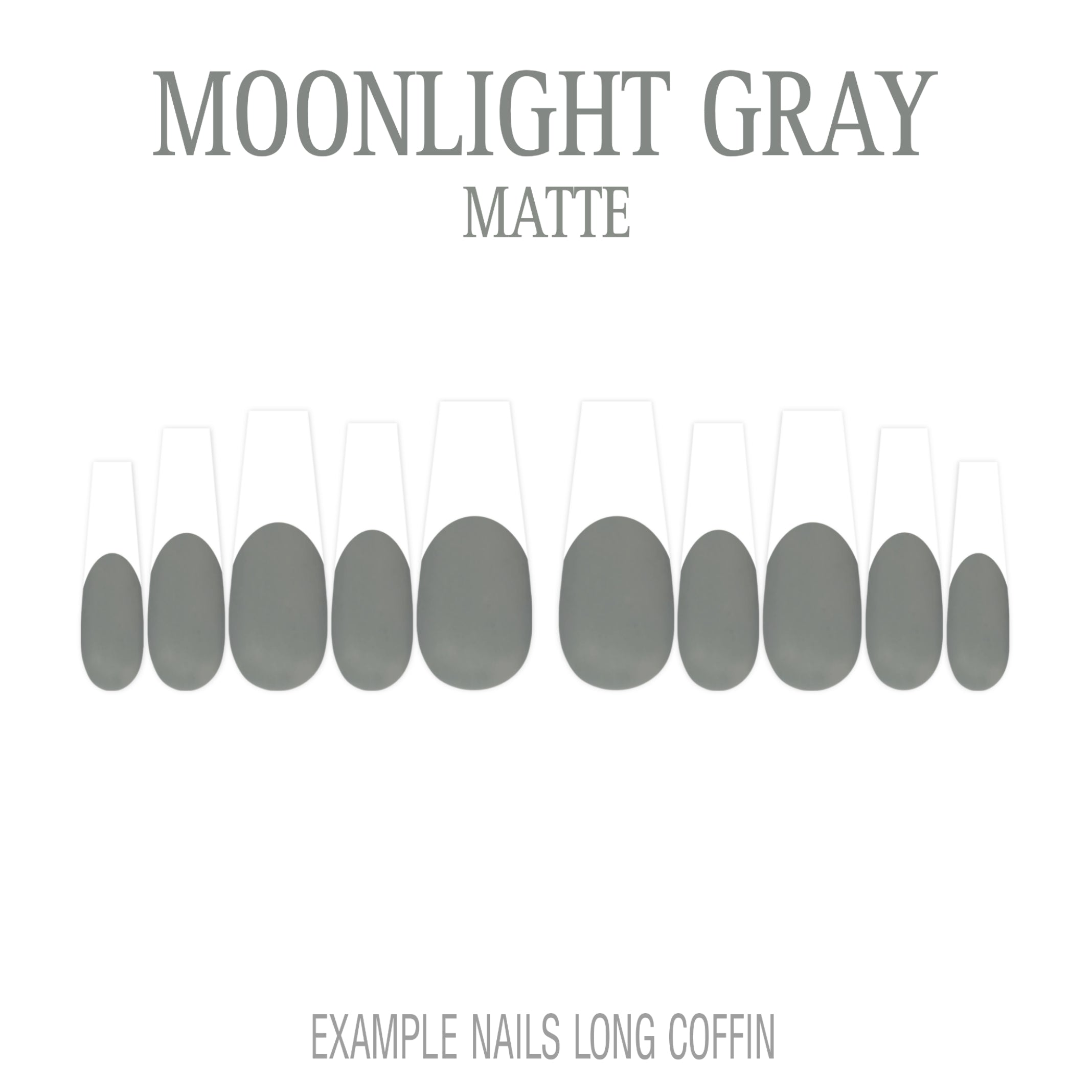 Moonlight Gray grey French tip press-on nails