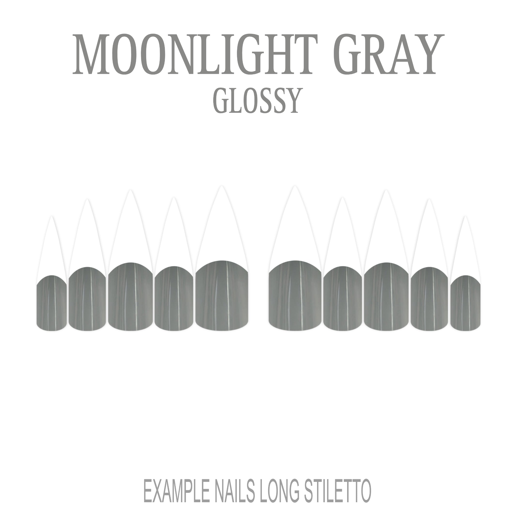 Moonlight Gray grey French tip press-on nails