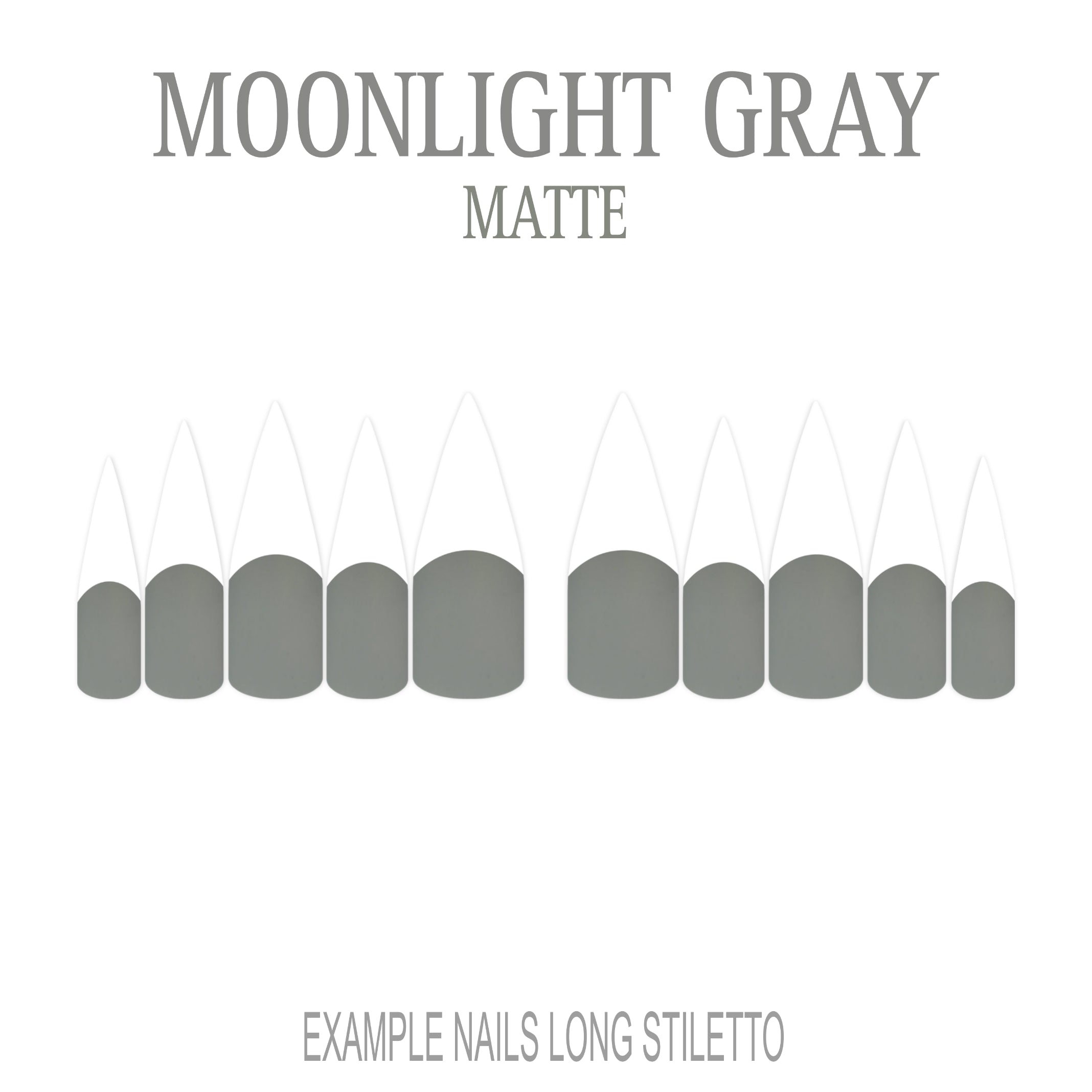 Moonlight Gray grey French tip press-on nails