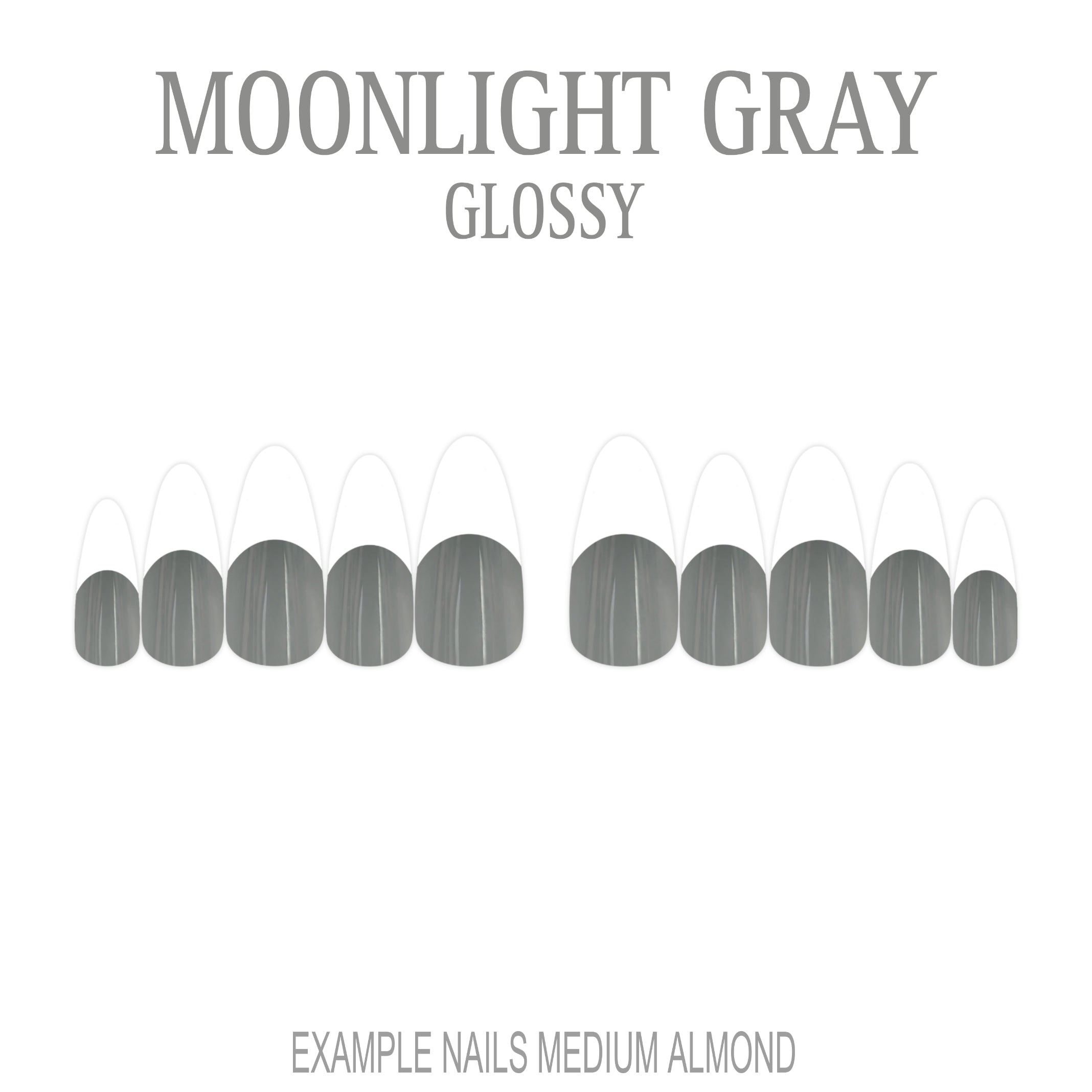 Moonlight Gray grey French tip press-on nails