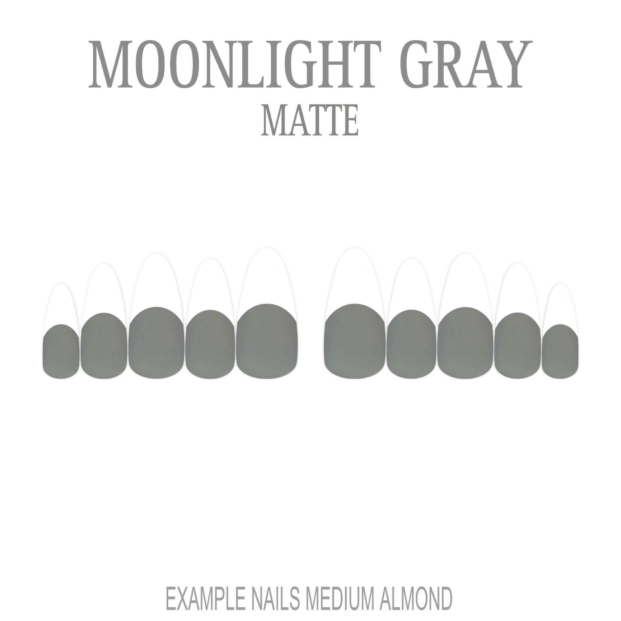Moonlight Gray grey French tip press-on nails