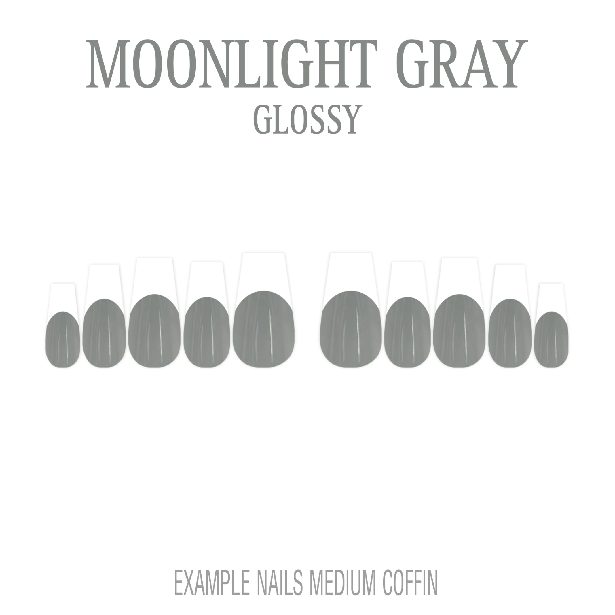 Moonlight Gray grey French tip press-on nails